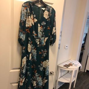 EVA MENDES green floral maxi dress